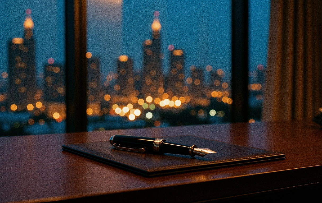 Executive workspace at dusk