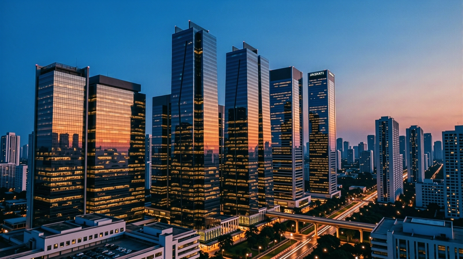 Jakarta skyline at dusk